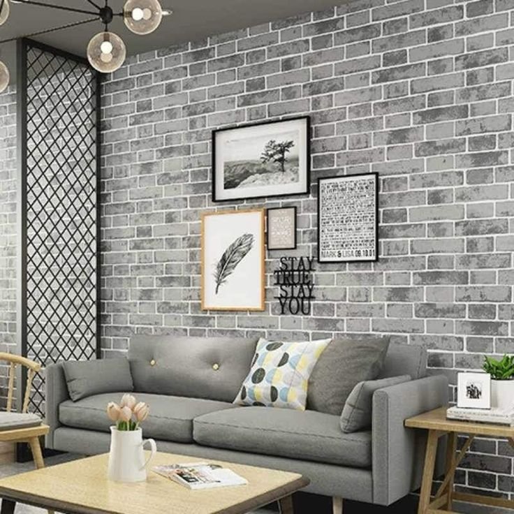 Grey 3D brick wallpaper for elegant home decoration