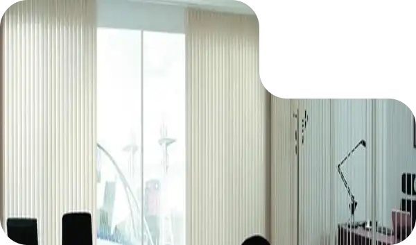 Custom-made vertical blinds in neutral tones for Dubai home décor.