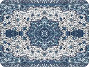 Colorful oriental Persian rugs with classic artistic patterns in blue and multicolor styles.
