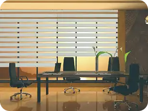 Long-lasting roller blinds for office windows in Dubai with a minimalist design.