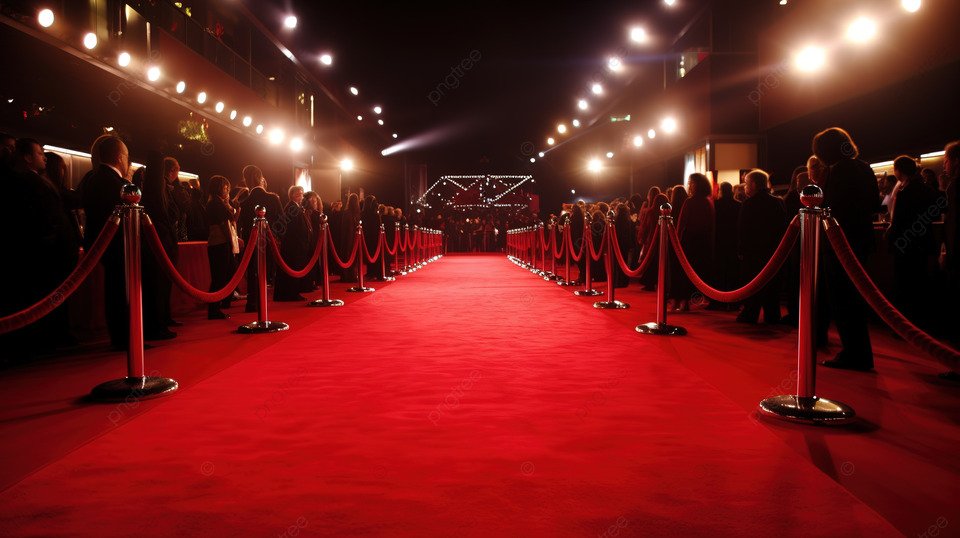 Indoor hallway with red carpet and doorways