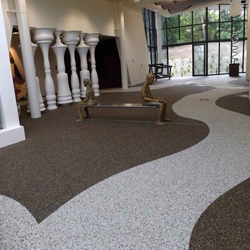 Stone carpet with natural texture in Dubai apartment
