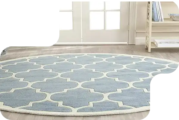 Elegant round carpet in Dubai with modern design, ideal for living rooms and bedrooms.
