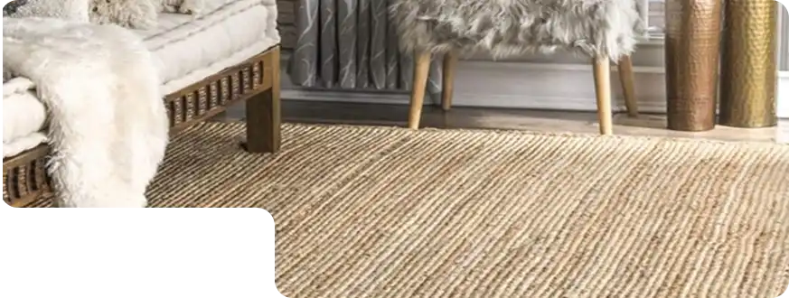 Natural fiber jute rug with coffee table in Dubai