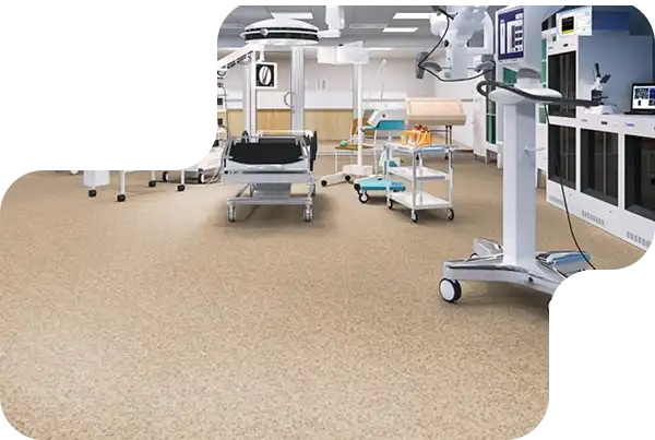 Sterile hospital flooring designed for ICUs and clean rooms.