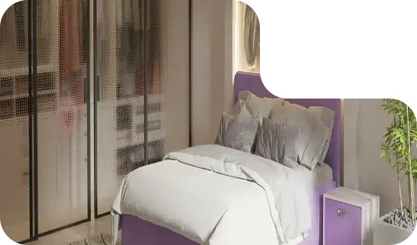 Minimalist upholstered bed with fabric headboard for modern homes.
