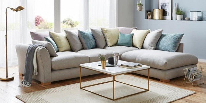 Minimalist fabric L-shaped sofa perfect for apartments