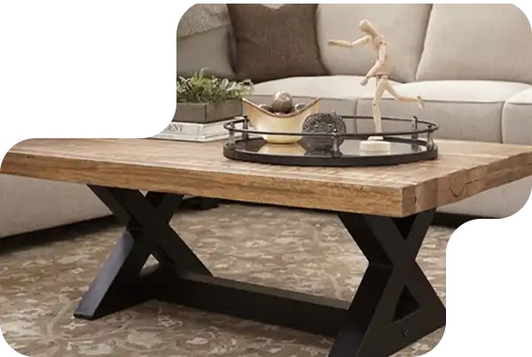 Glass top coffee table with metal frame, perfect for luxury living room decor.