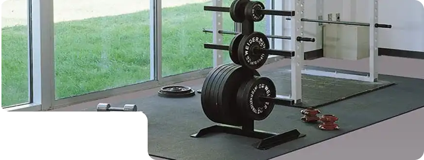 Close-up of anti-slip black gym mats designed to provide traction during intense exercise sessions.