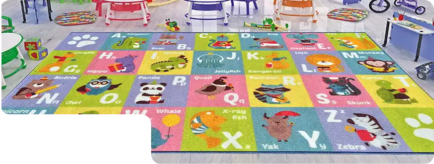 Puzzle style kids mats with interlocking foam pieces for safe play area.