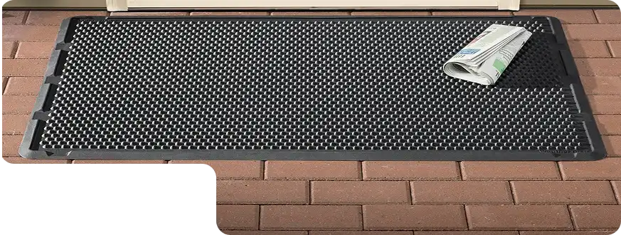 Waterproof outdoor mats with anti-slip backing for rainy weather use.