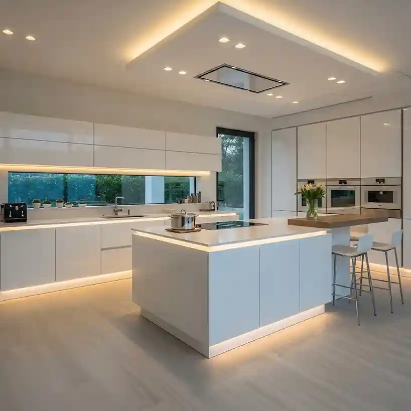 Kitchen with new flooring installed in a Dubai home