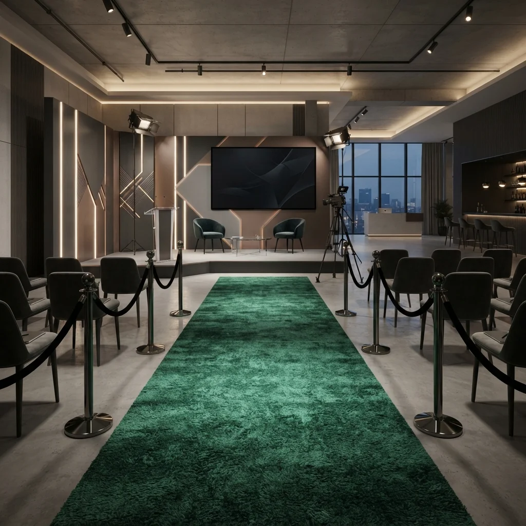 Emerald green exhibition runner carpet for luxury event walkway in Dubai