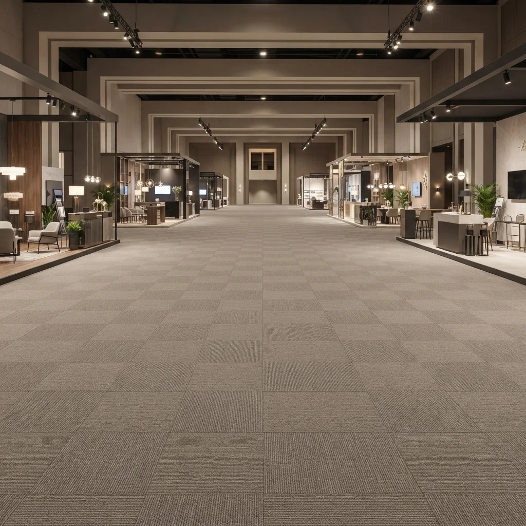 Grey event carpet flooring for exhibition halls and trade shows