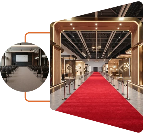 Red exhibition carpet for event and trade show flooring