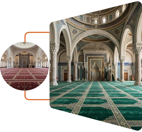 Green Prayer Carpet In Mosque