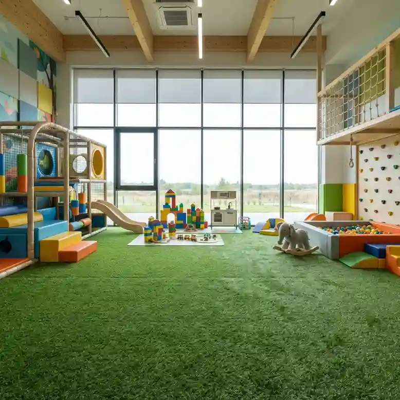 Play and recreation area with artificial grass carpet in Dubai